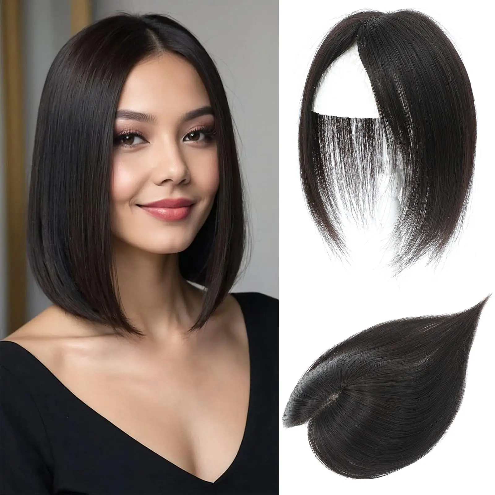 

100% Human Hair Hairpiece 12x13cm 35cm Straight Machine Made Clips Topper #8 P27-613 Daily Use Wholesale