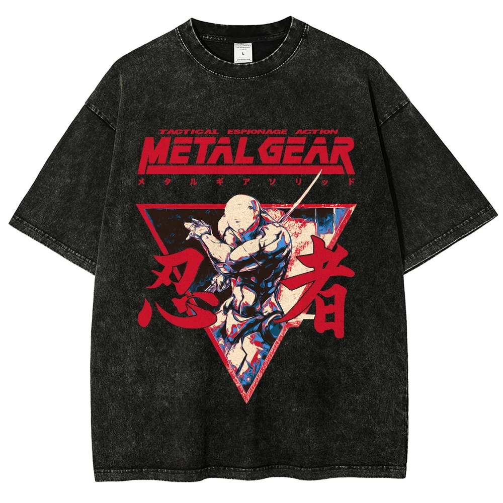 Metal Gear Solid Washed T-shirt 2026 New Model personality Clothes