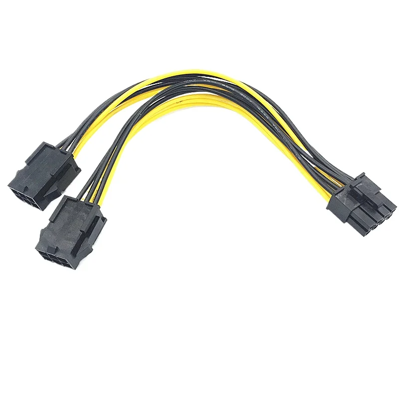 6 Pin PCI Express to Dual PCIE 8 (6+2) Pin Power Cable 20cm Motherboard Graphics Card PCI-E GPU Power Data Cable Splitter