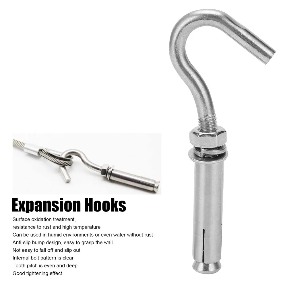 10pcs Durable Open Cup Hook Expansion Hooks Heavy Duty Mounting Anchor Bolts Concrete Wall Hooks Expansion Bolts For Concrete