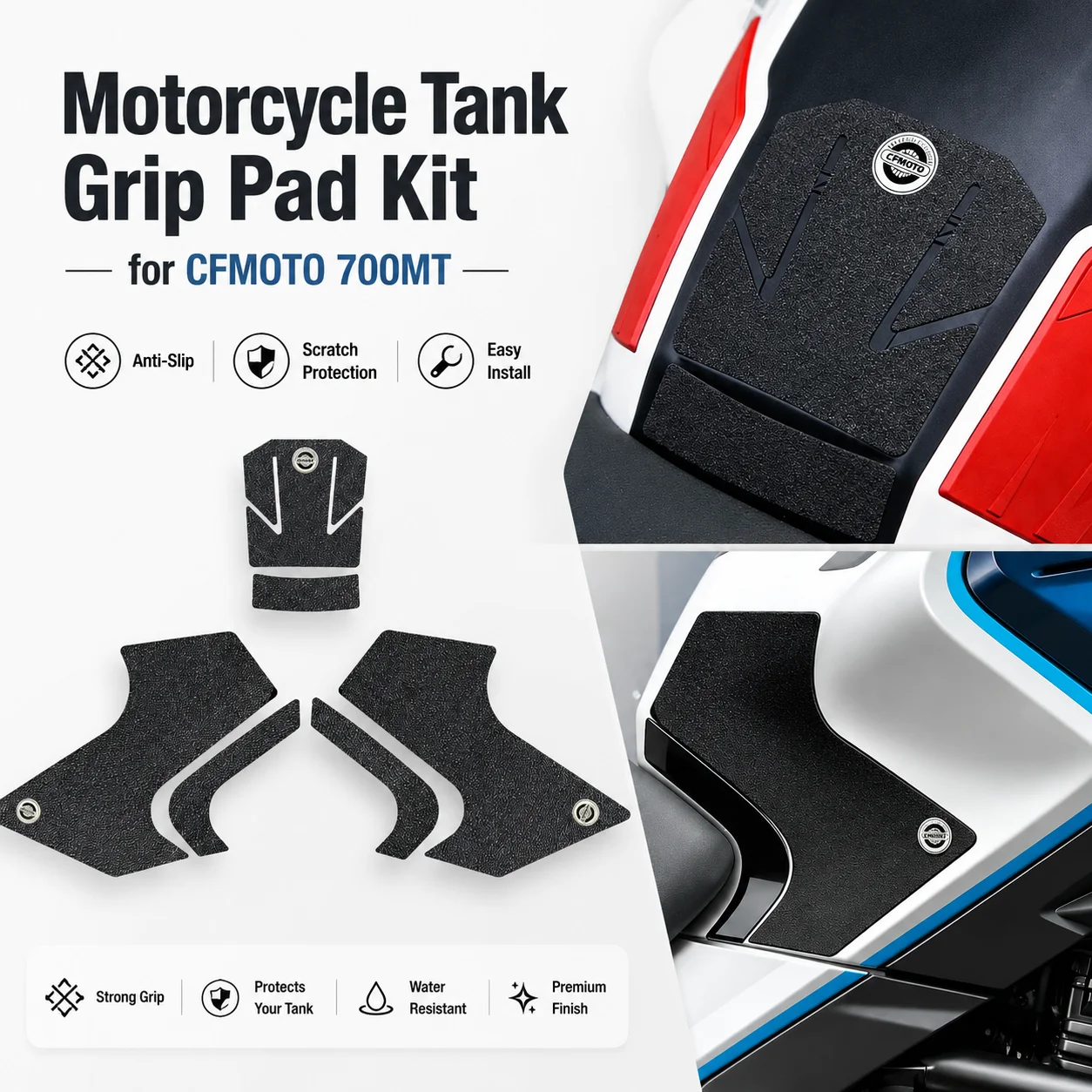 For CFMOTO 700MT Motorcycle Anti-slip Tank Pad Gas Fuel Tank Traction Grips Protective Stickers Decal Accessories