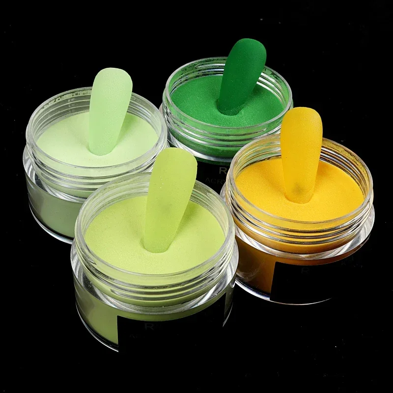 15g Green Yellow Nail Acrylic Bulk Fine Powder For Manicure 3D Extension Crystal Powder Spring Summer Charm Nail Art Decorations