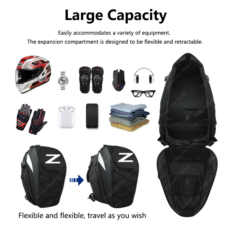 Motorcycle Tail Bag For Kawasaki Z650 Z750 Z800 Z900 Z1000 Z250 Z400 Waterproof Large Capacity Multifunction Helmet Motocross