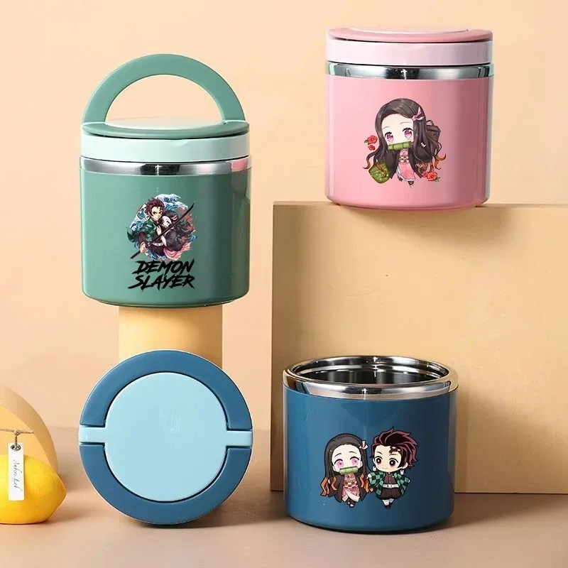 Demon Slayer Kimetsu No Yaiba Lunch Box Boys Girls Cartoon Anime Picnic Bento Boxes Large Capacity Insulated Portable Lunch Case view 2
