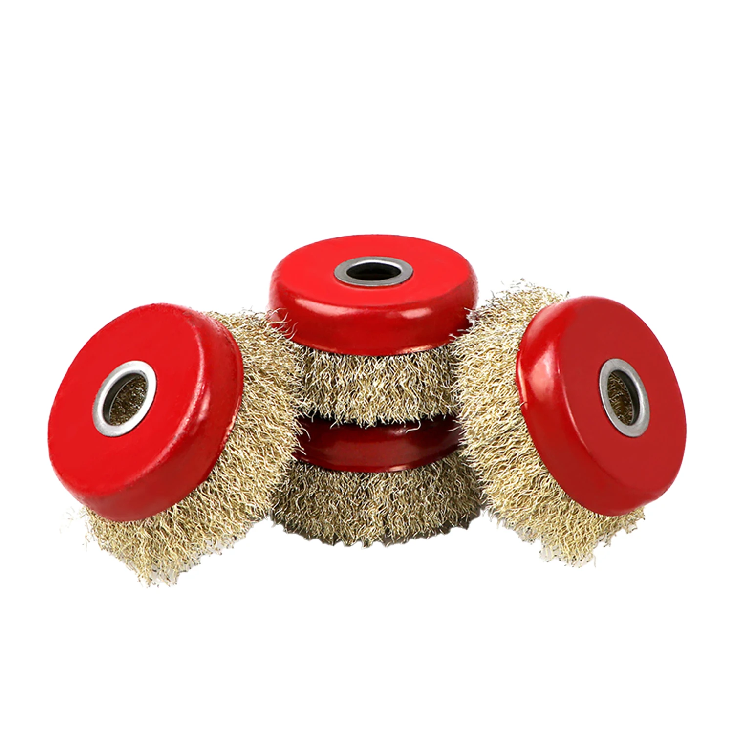 

Metal wire polishing heads for use in metal rust removal and cleaning, as well as steel wire brushes for angle grinders