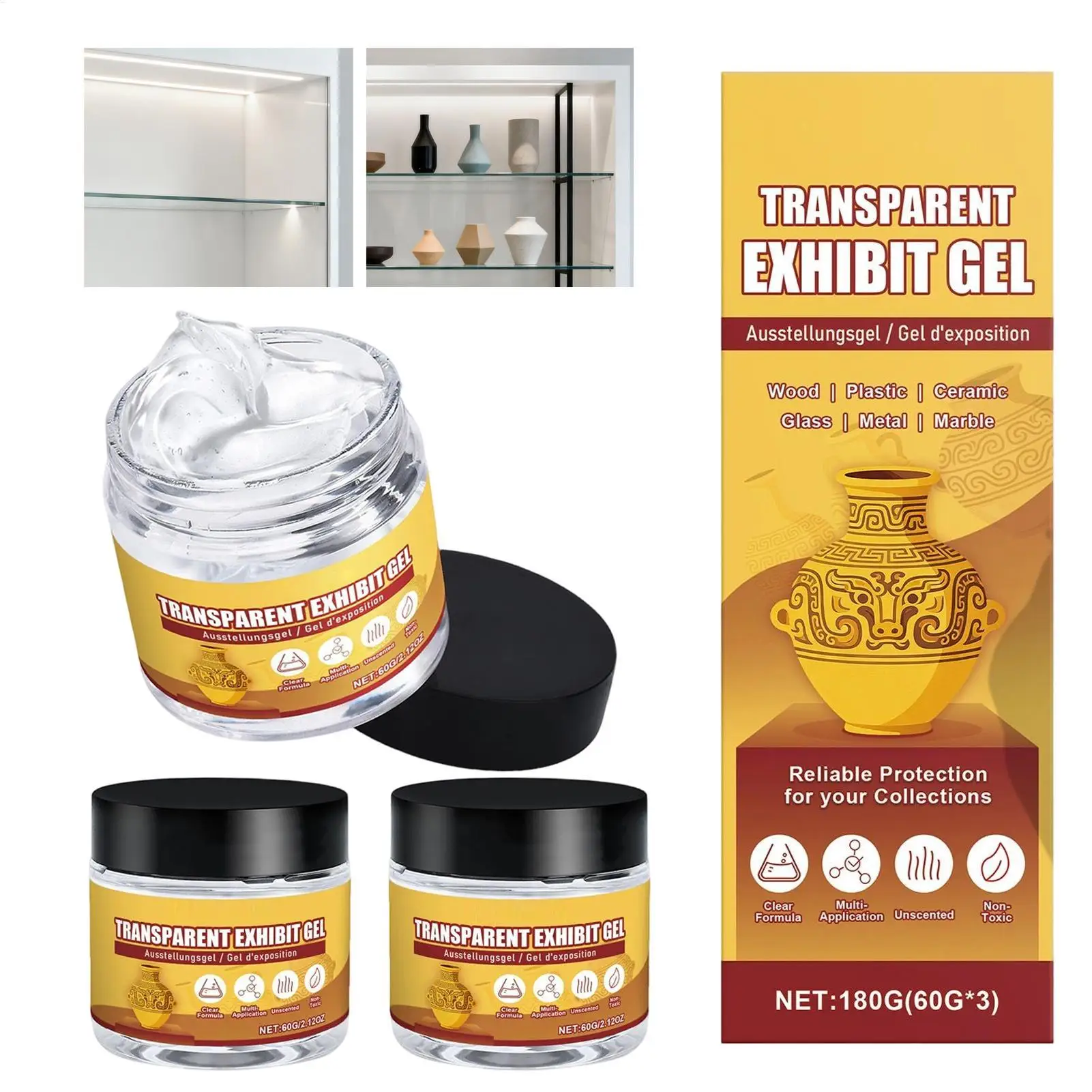 Transparent Museum Putty Gel Removable Adhesive for Wall Decor Photos Artifacts Collectibles Action Figures Securing No Residues