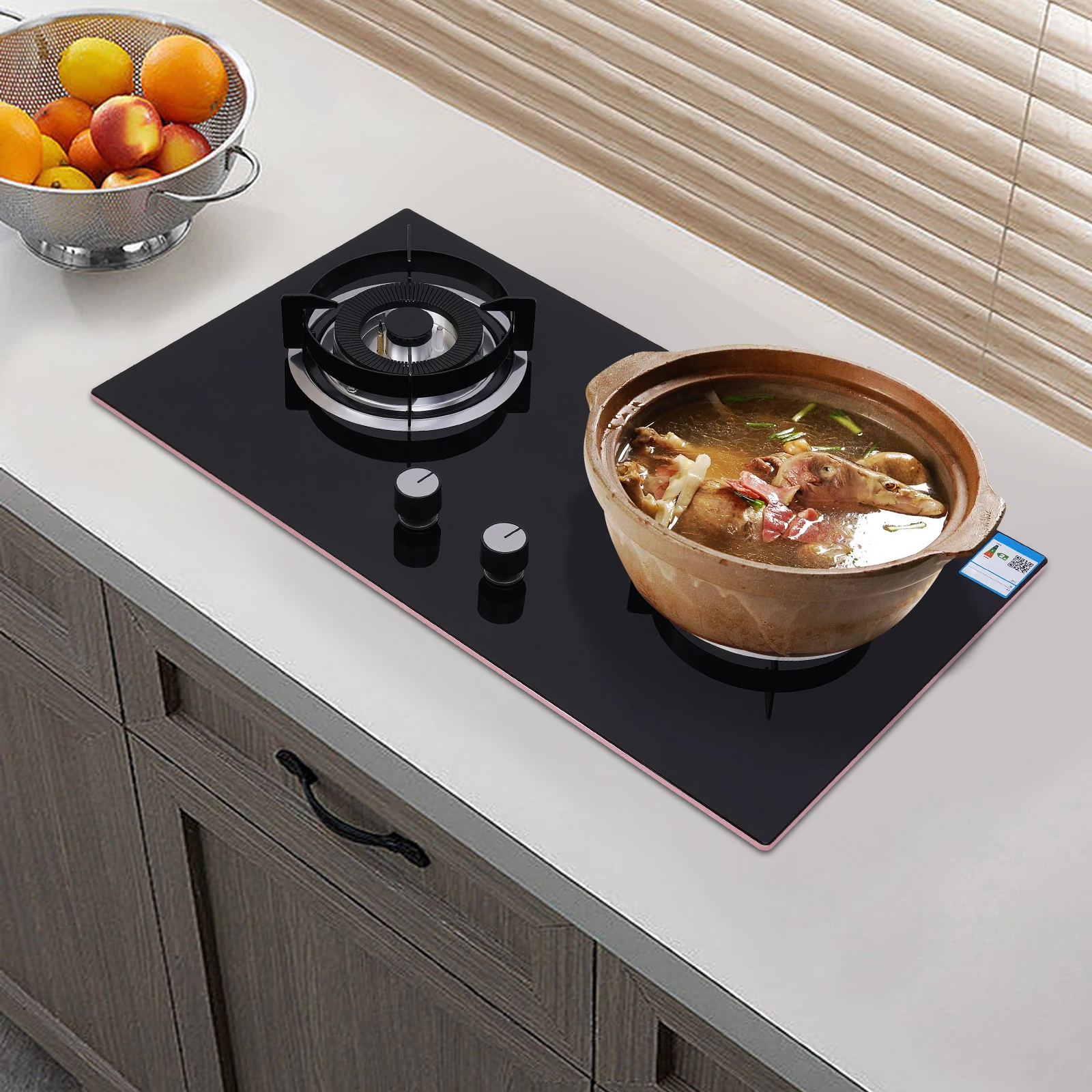 

2 Grade Natural Gas, 4.2KW (Left), 5.2KW (Right), 2 Burner Gas Stove with Windproof Pot Racks for Home Kitchens, Homestays