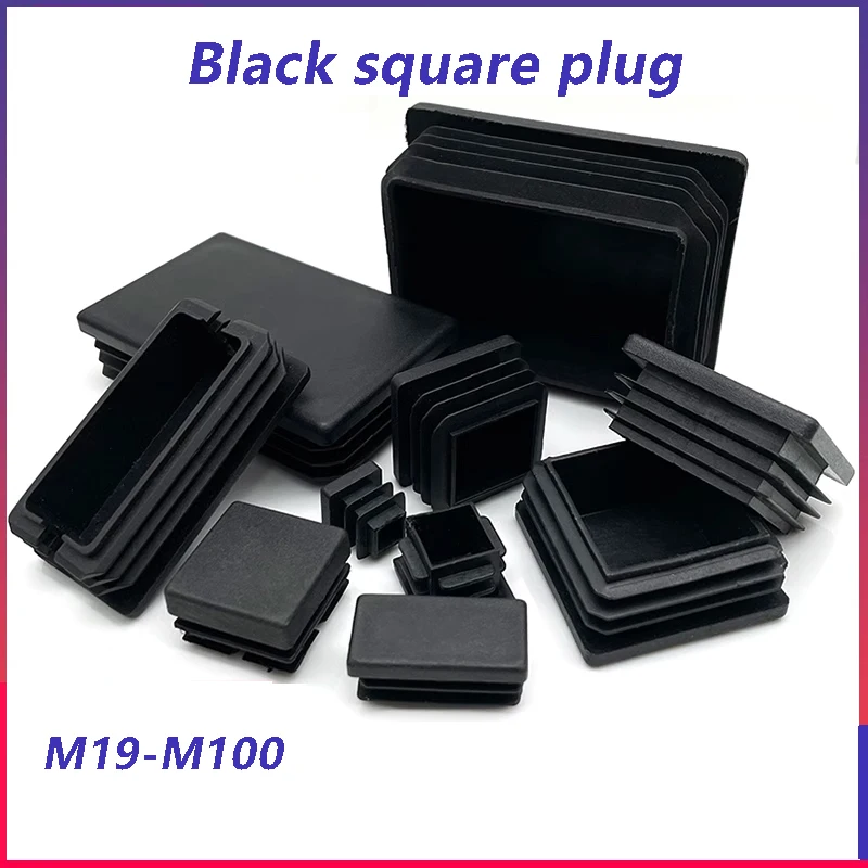 3/5/8/10pcs Black Square Plugs Pipe Tube Cap Plastic Tubing End Cap Insert Blanking Stopper 19 20 22 23 25 28 30 38-100mm