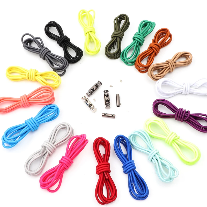 

fashion metal shoe-buckle shoelace sneakers Elastic shoelaces children adult No Tie Shoe laces Shoe accessories 24 colors 1 pair