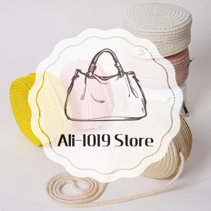 

1Pcs Women Shoulder Vocation Style Handbag Minimalist Straw Bag Round Crossbody Purse With Zipper Closure