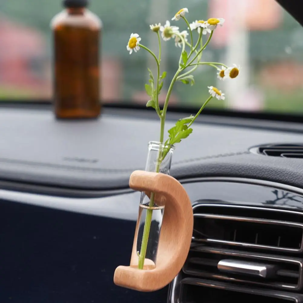 Car Flower Vase Holder Car Flower Arranger Wooden Car Vase Vent Clip Dashboard Decor Unique Flower Arrangement for Vehicle