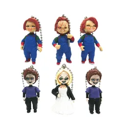 5Pcs/Set Movie Chucky Keychain Bride of Chucky Model Toy Backpack Pendant Key Chain Doll Bag Decoration Halloween Gift Keyring