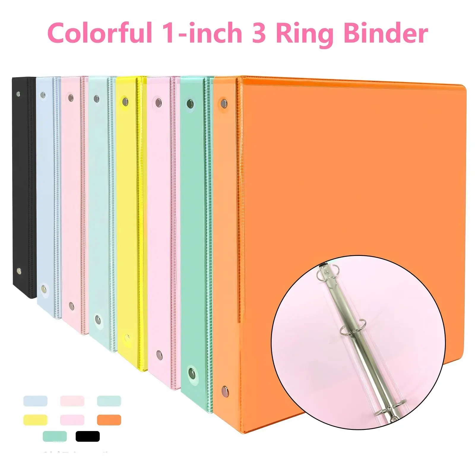 

1-inch 3 Ring Binder with 2 Interior Pockets, for A4 Letter Size 8.5'' x 11''Paper,Versatile Binders for Office, Home and School