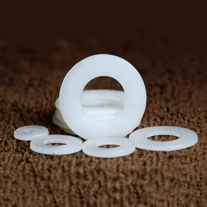 10/20/50/100/200Pcs White PA66 Nylon Spacer Insulating Flat Pad Round Plastic Rigid Plastic Thin Gasket M2 M3 M4 M5 M6 M8-M26