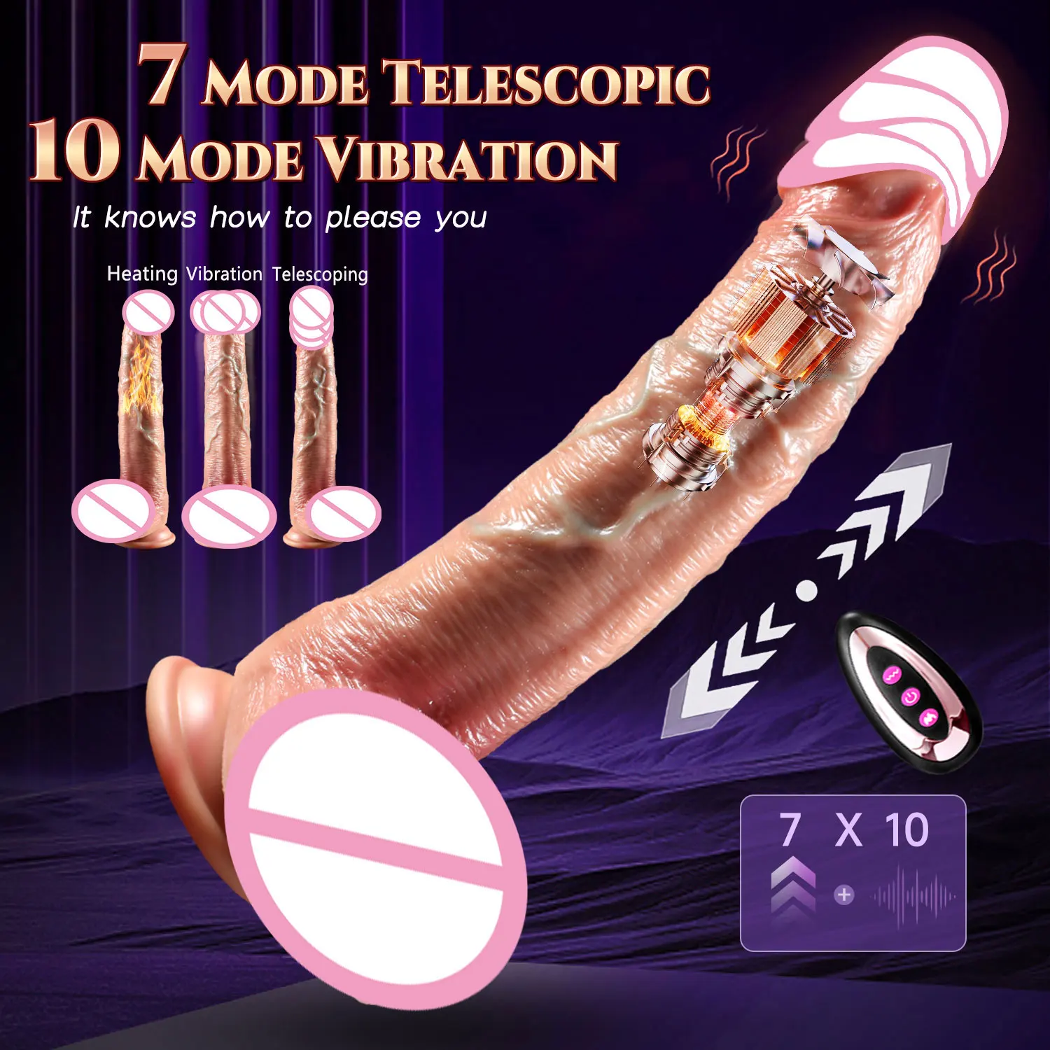 Silicone Thrusting Realistic Dildo Vibrator Sex Toys for Women Big Penis Vibrating Heating Telescopic Dildo Suction Cup Vibrator