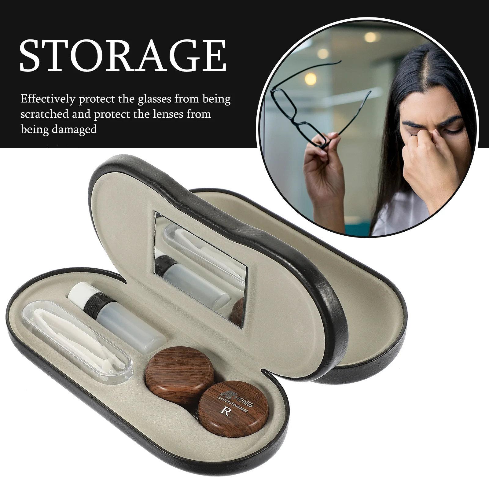 

1Set Glasses Case Dual Layer Portable Glasses Organizer Double Use Travel Eyeglasses Container Multipurpose Sunglasses