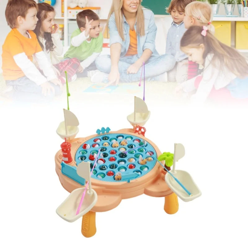 لعبة الصيد المغناطيسية كبيرة الحجم التعليم المبكر الوالدين والطفل التفاعلية الموسيقى الخفيفة لعبة طاولة الصيد للأطفال