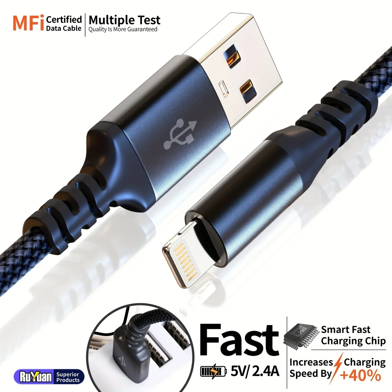 كابل شحن LAIHONEN MFI USB إلى Lightning لهاتف iPhone 13 12 11 Pro Max SE X 8 7 6 كابل مزامنة البيانات السريع لجهاز iPad Mini #3