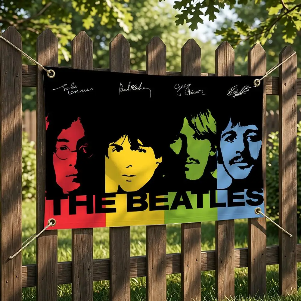 Music B-Beatles Flags horizontal flag,yard banner,4 grommets,waterproof,anti-wrinkle,durable,yard art decor