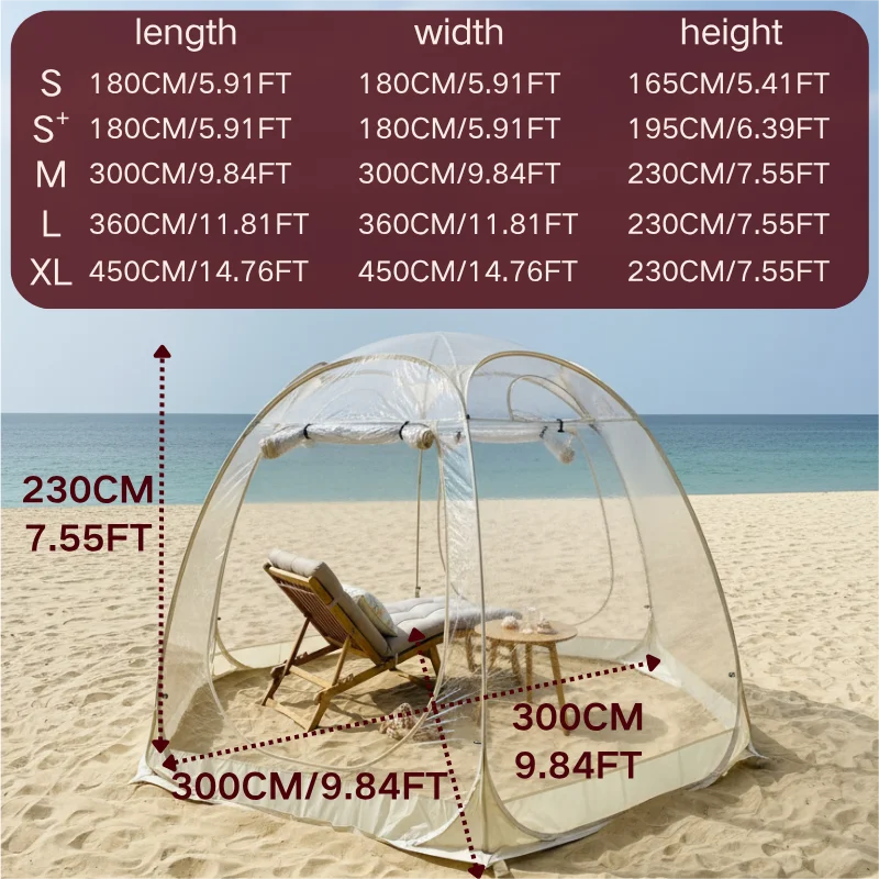 Instant Clear Bubble Tent 2-4 Person Transparent PVC Shelter for Garden Patio Camping Beach Picnic Outdoor Lounge Party