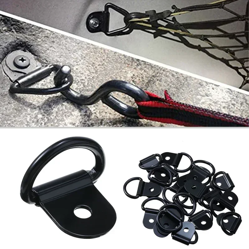 10pcs D Shape Pull Hook Tie Down Anchor Ring Iron Stainless Steel Cargo Tie Down Ring for Truck Trailers RV Boats Accessories