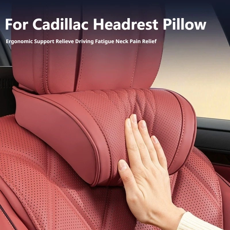 Car Headrest Pillow 2 Pcs Nappa Leather For Cadillac Escalade XT4 XT5 XT6 CT4 CT5 ATS CTS SRX CTS Lyriq Car Interior Accessories