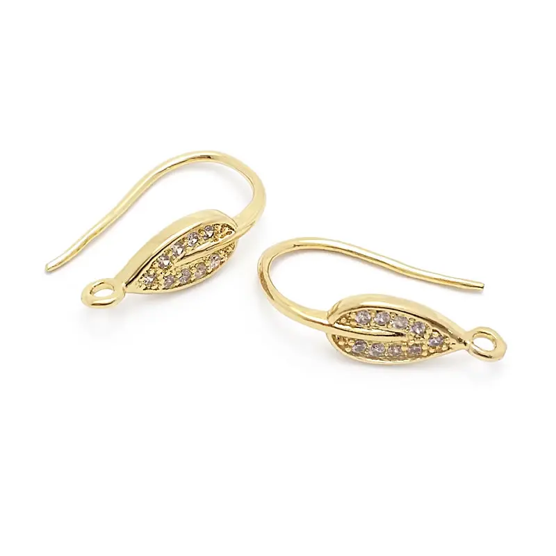 18K Gold Color Brass with Zircon Earrings Hook High Quality Diy Jewelry Making Supplies Earrings Accessories for Women