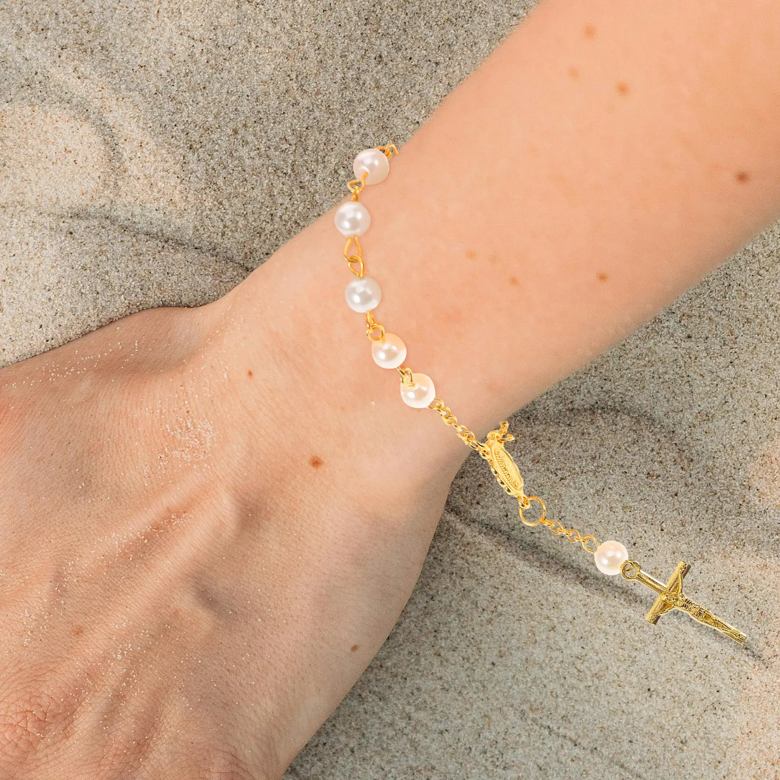 12 Sets de Mini Rosarios de Pulsera con Cruz de Perlas, Terzo de Oración Católico Romano, Recuerdos para Bautizo, Comunión, Boda, Fiesta, Pequeños Rosarios