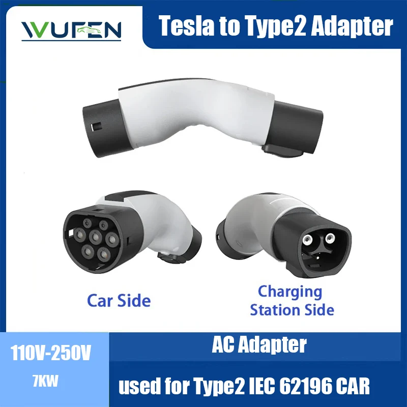 WUFEN Electric Car Charging Connector Tesla to Type 2 IEC 62196-2 Convertor Vehicle EV Adapter EVSE EV Charger Adapter