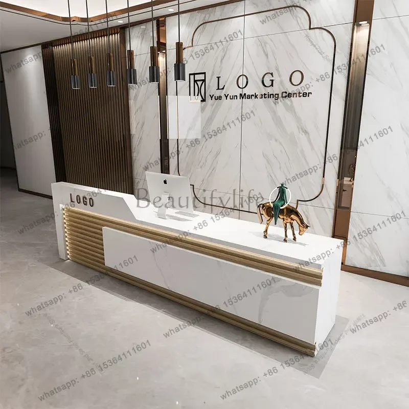 LSModern High-end Company Front Reception Desk, Nordic Luxury Reception Counter for Beauty Salon & Clothing Store, Customizable