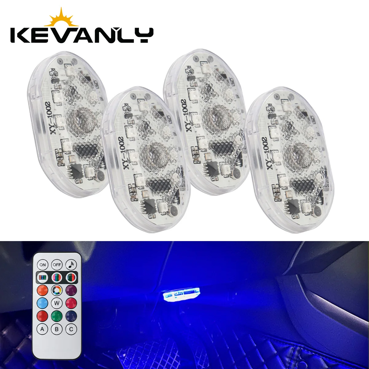 2/4in1 Voice Control Car LED Interior Lights Ambient Lighting Flexible Neon Auto Motorcycle Bicycle Accessories 5V 8SMD RGB USB