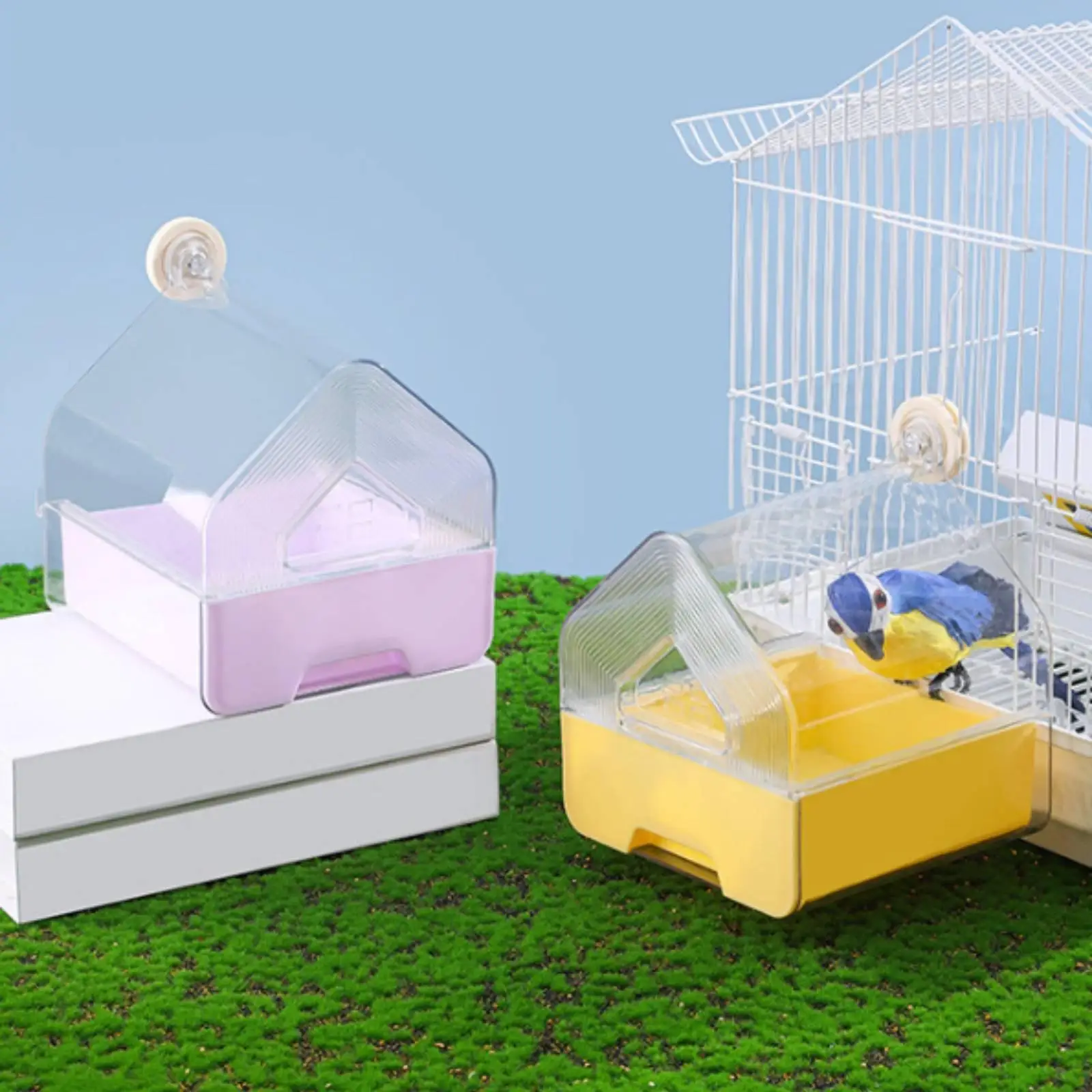 Hanging Bird Bath Enclosure Bird Shower House Multi-Use for Parrots, Budgies view 3