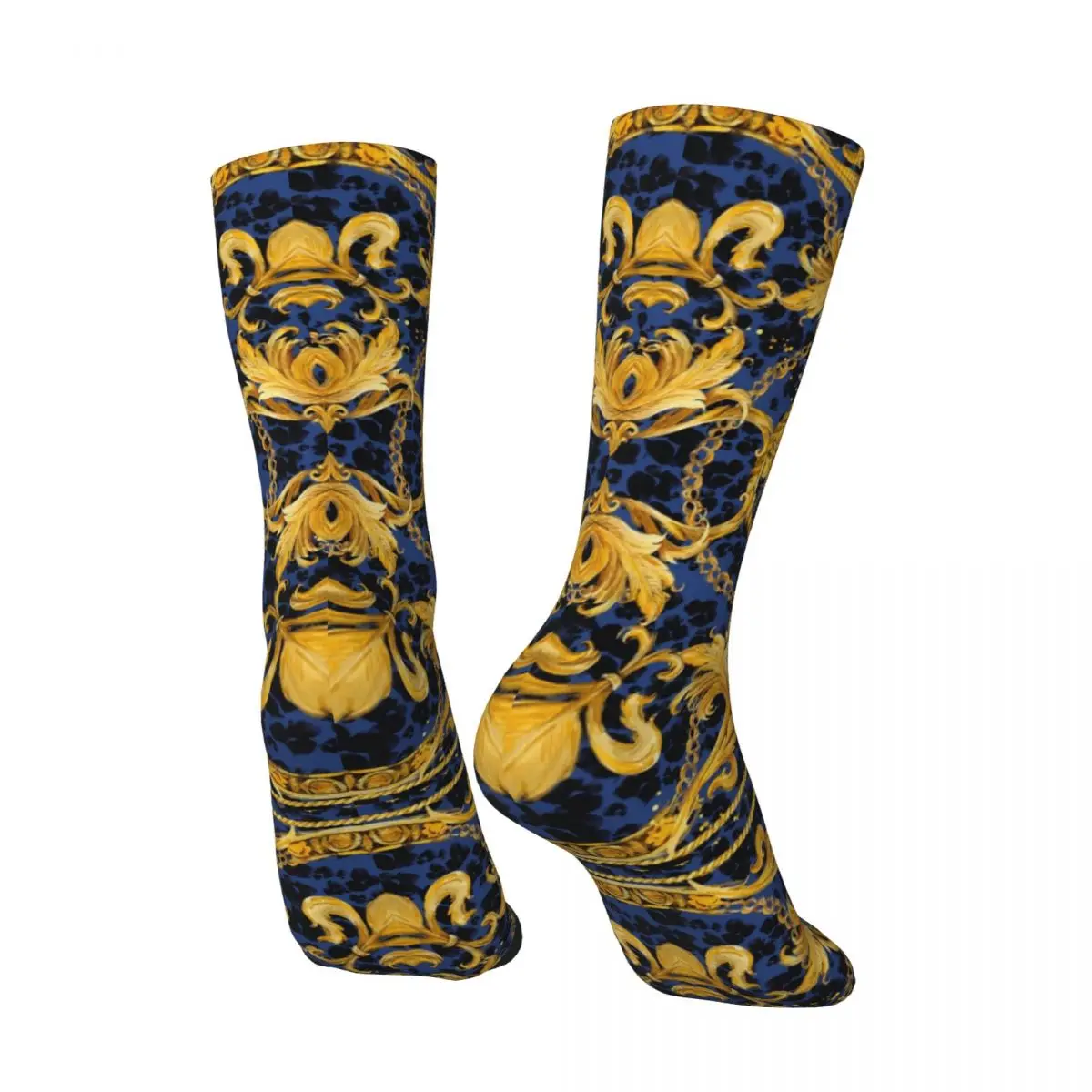 Golden Lion Socks Damask Ornaments Trendy Stockings Women Men Soft Breathable Outdoor Sport Socks Autumn Design Anti Sweat Socks