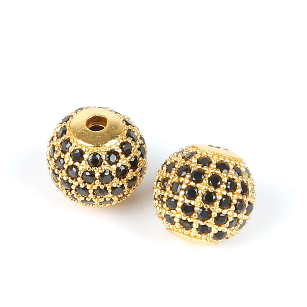 

10 PCS Spacer Beads for Bracelet Making Jewelry Black Rhinestones Loose Accessories Golden
