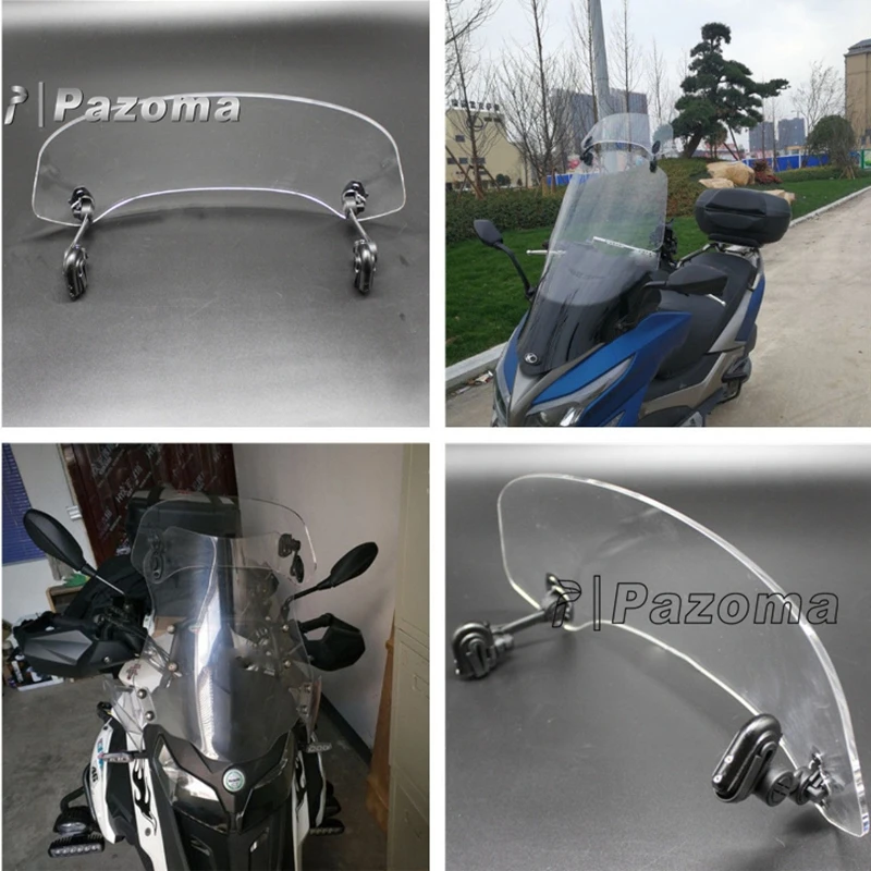 Motorcycle Clip-On Windshield Scooter Extend Wind Deflector Windscreen For Ducati Kawasaki
