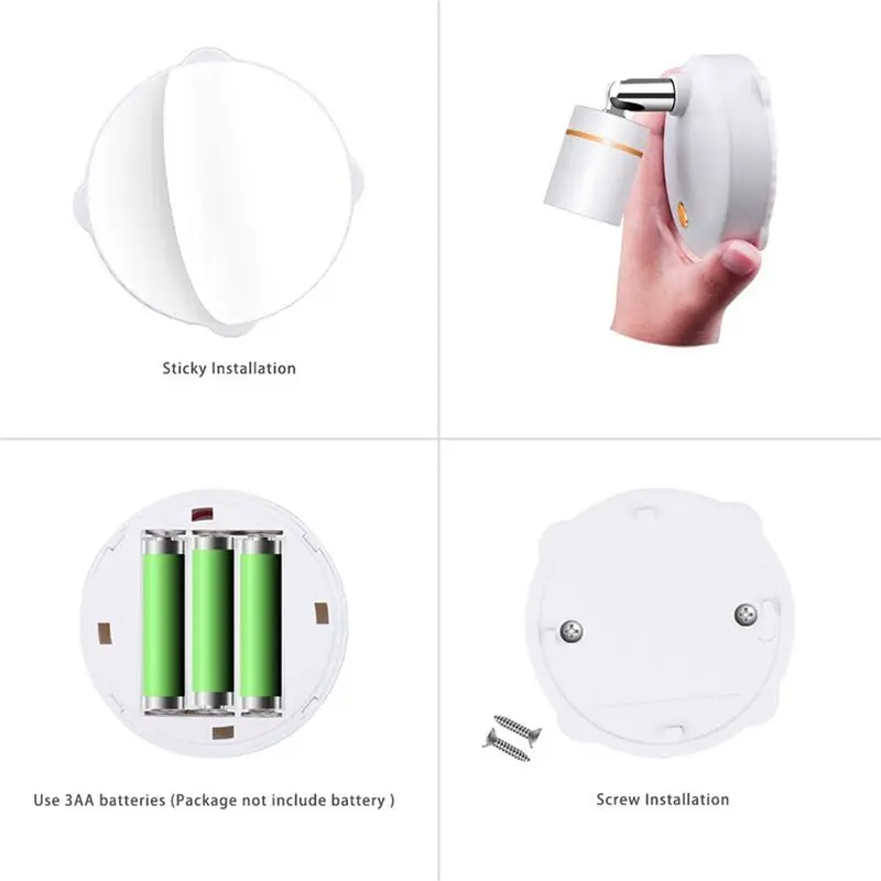 BAAJ-Wireless Spot Lights Battery Operated Accent Lights Indoor Dimmable LED Spotlight Anywhere Rotatable Wall Light(4 Pack)