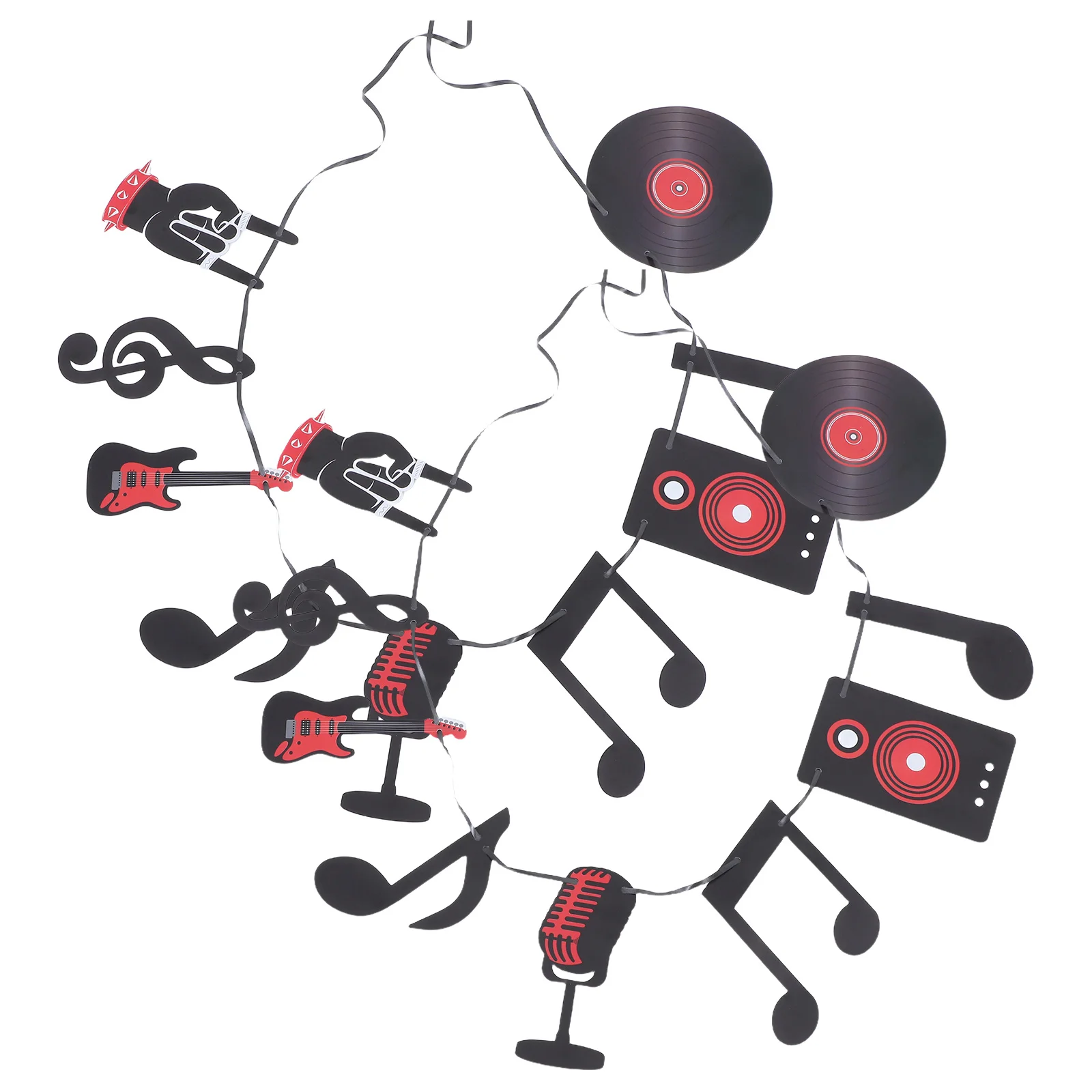 

2 set Rock Music Banner Garland 50S Retro Record Hanging Flags Cardstock Party Decor For Guitar Rock Celebration Music