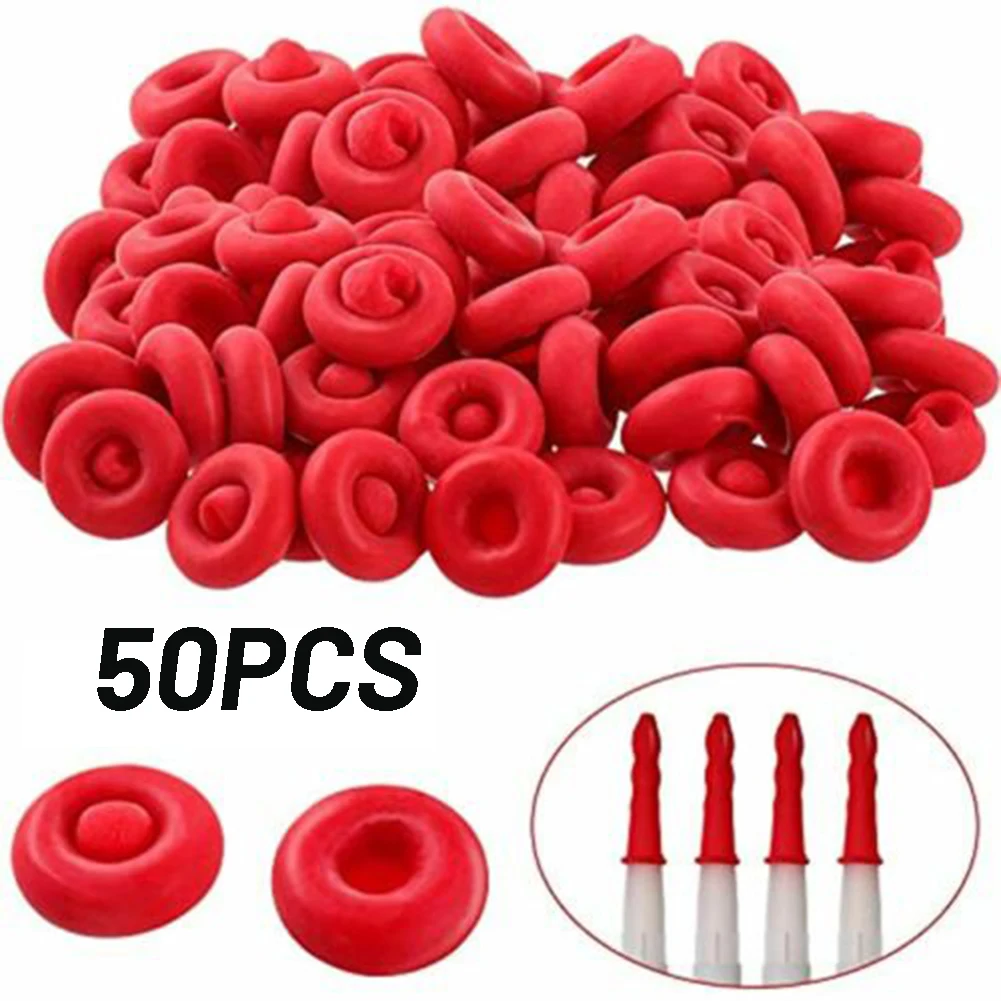 20 50pcs Caulking Nozzles Cap Red Caulk Saving Caulk Glue Tip Sealing Cap For Sealing And Preserving Leakproof Sleeve Tool