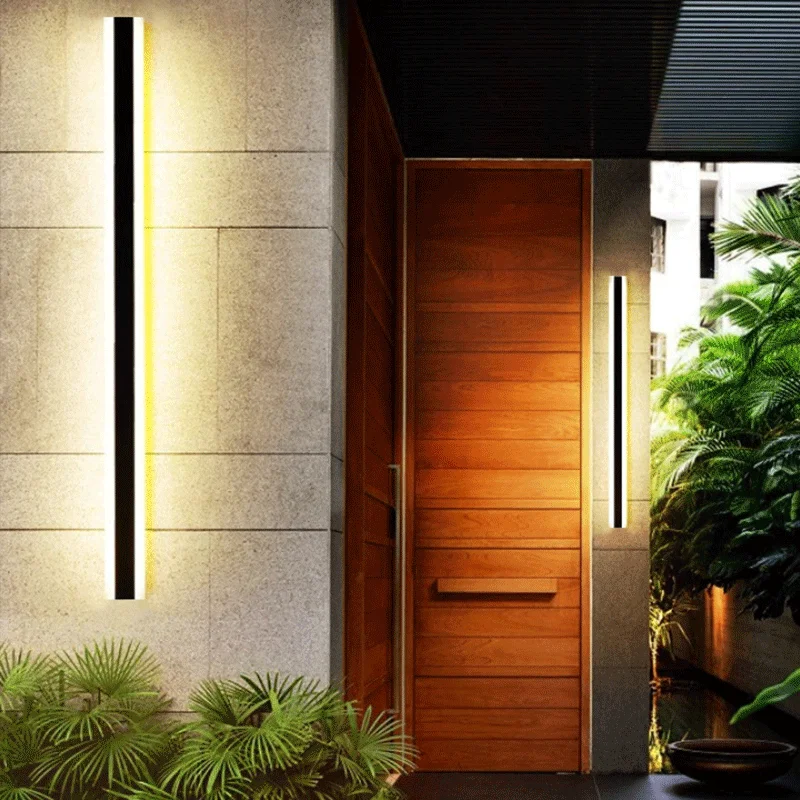 Outdoor Frosted Acrylic Waterproof IP65 Linear Wall Lamps Bar Shaped Exterior Landscape Long Strip LED Lighting Garden Sconces