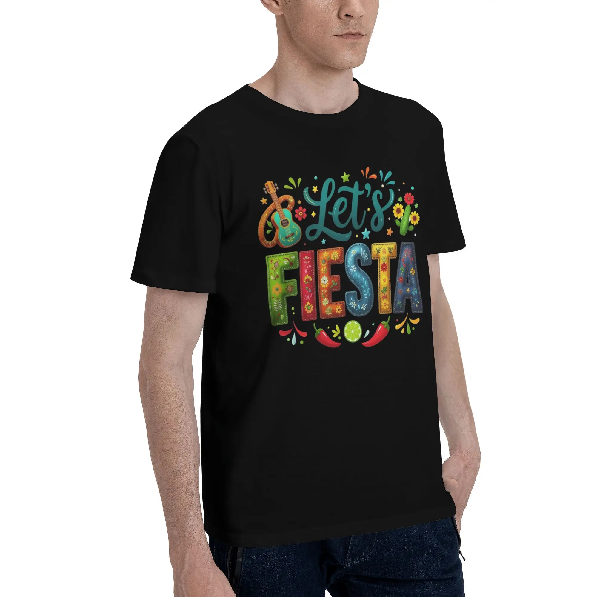 Mens Womens Let's Fiesta Cinco De Mayo  T Shirt Cotton Graphic Printing T-Shirt  Top Clothing