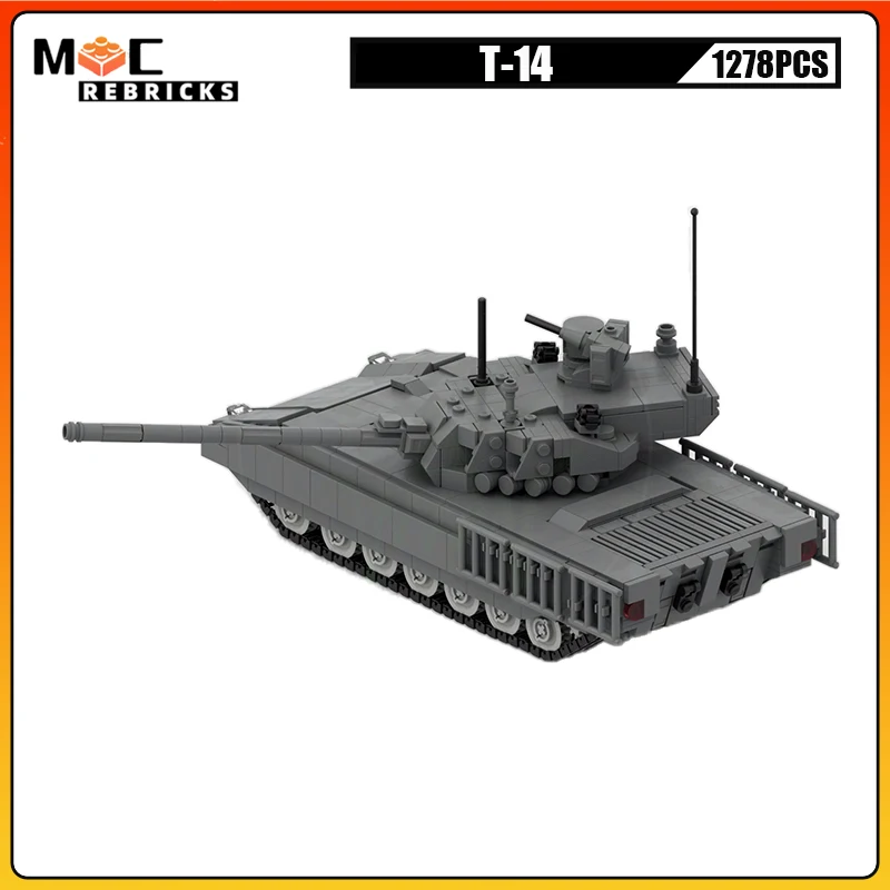 Military Armored Chariot T-14 Main Battle Tank Wide Track Panzer Building Blocks Assembly Model Kid\'s Puzzle Bricks Toys Gifts