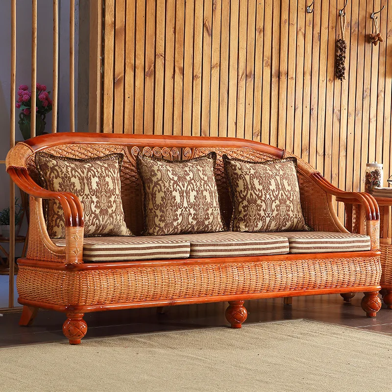 

Living room Chinese summer rattan mat sofa five-piece set rattan furniture table and chairs