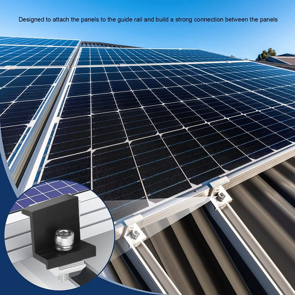 12pcs Versatile Lightweight Solar Panel End Clamp Durable Practical Photovoltaic Z Bracket Aluminum Solar Clamp For Roof