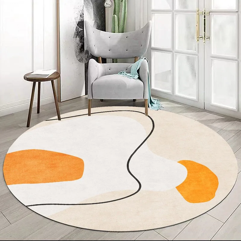 Round Abstract Pattern Light Luxury Living Room Carpets Art Line Creative Art Bedroom Rug Home Decora Sofa Coffee Table Mat 러그