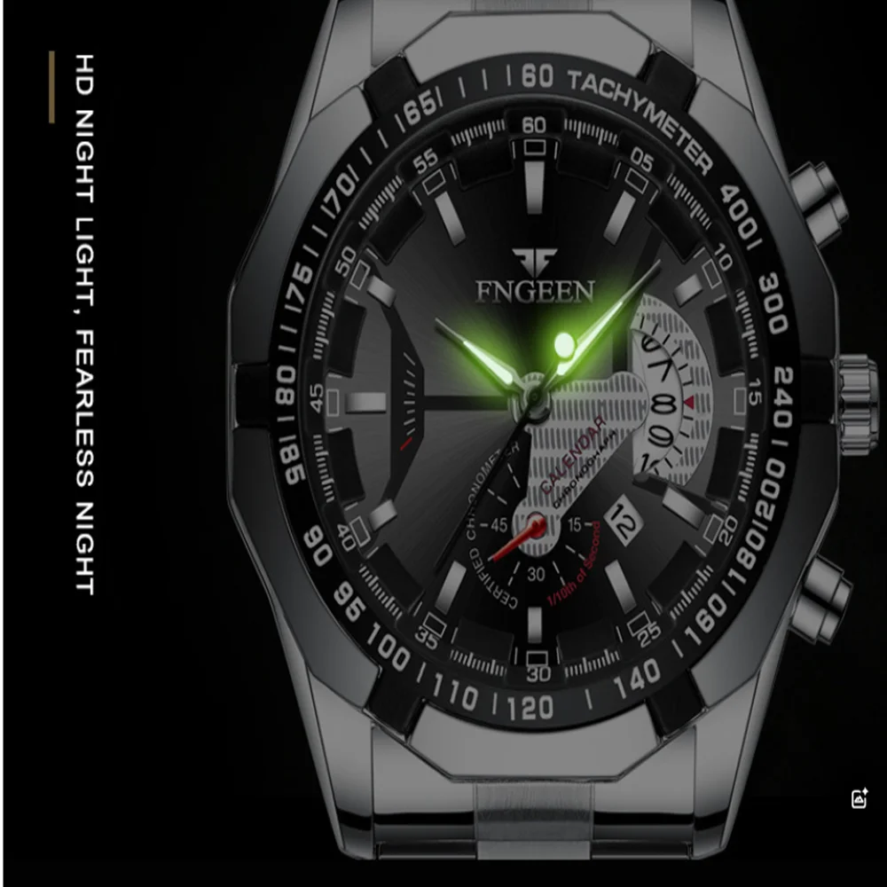 BINBOND 001 Simple and Fashionable Men Quartz Watch Waterproof Roman Digital HD Night Light Calendar Display Men's Quartz Watch