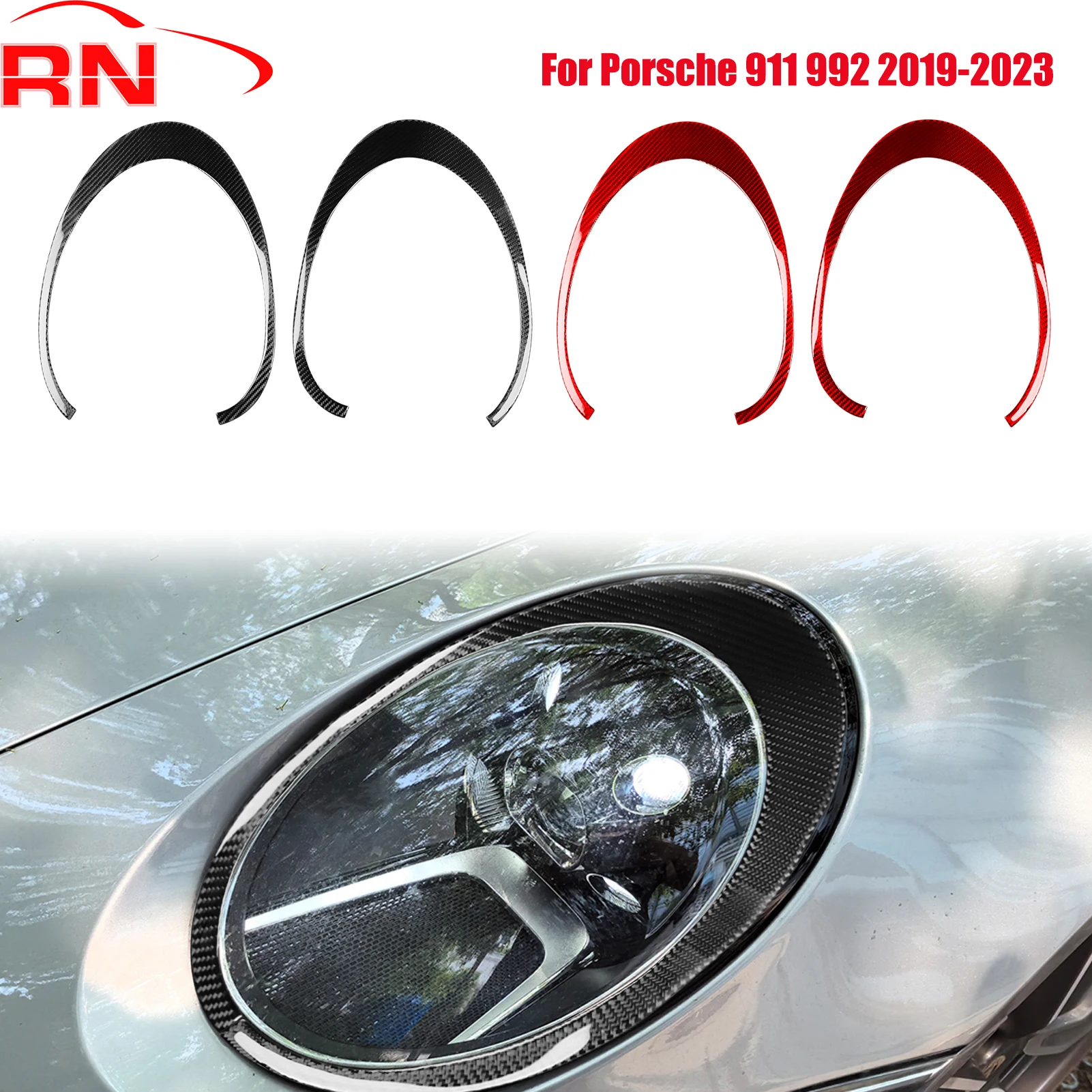 

Для Porsche 911 992 2019-2023 модифицированная автомобильная лампа из углеродного волокна, аксессуары для бровей, черная пианино, декоративная наклейка