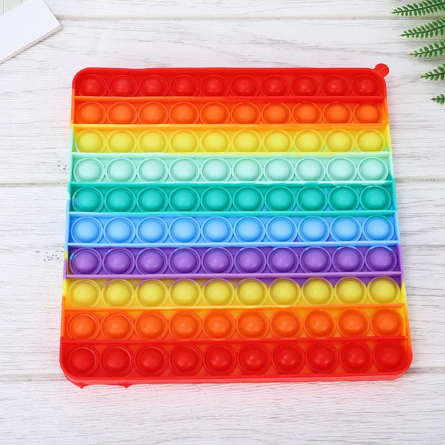 Tęczowy kwadratowy okrągły zabawki typu Fidget Bubble Bubble zabawki sensoryczne duży rozmiar 20cm autyzm potrzebuje Squishy zabawki antystresowe prezenty dla dzieci