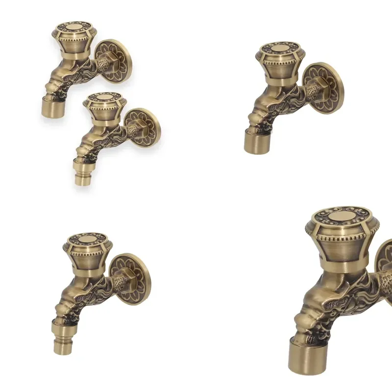 for European All Copper Antique Garden Faucet Quick Wall Mount Single Handle Outdoor Washing Machine Ceramic Valve