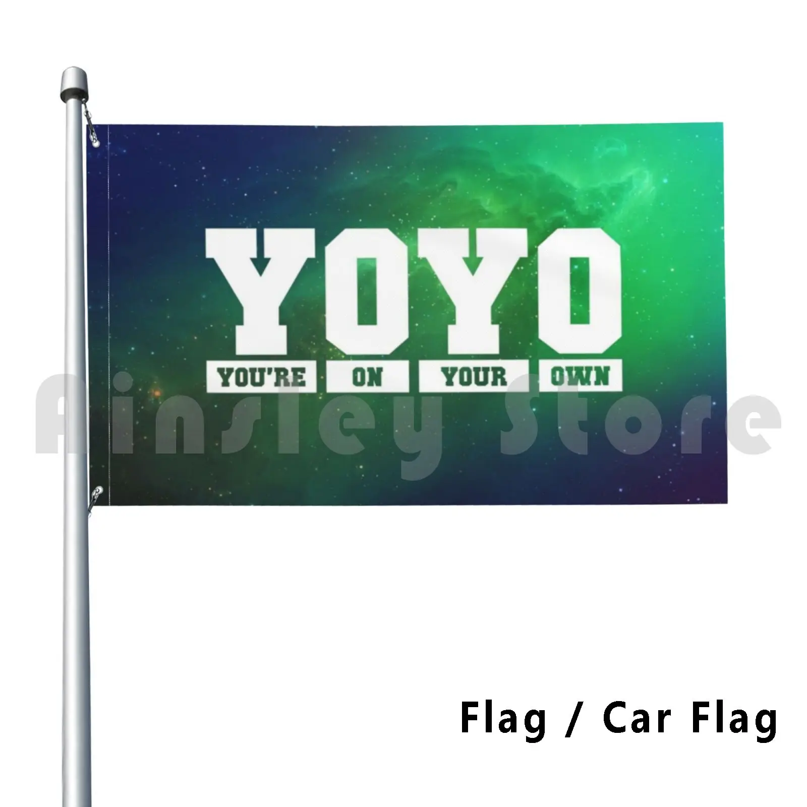 Yoyo : You're On Your Own Flag Car Flag Funny Yoyo Abbreviation Slang Quote Wisdom Pessimistic Alone