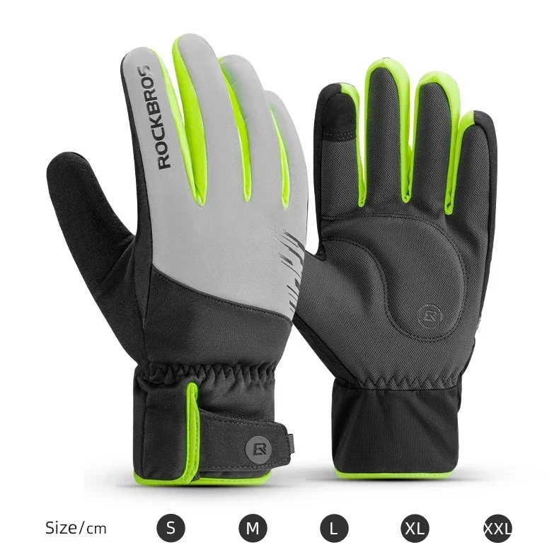 

Cycling Gloves Winter Windproof Keep Warm Reflective Gloves Thickened Palm Pad Touch Screen Night Cycling Glove MTB Men Outdoor